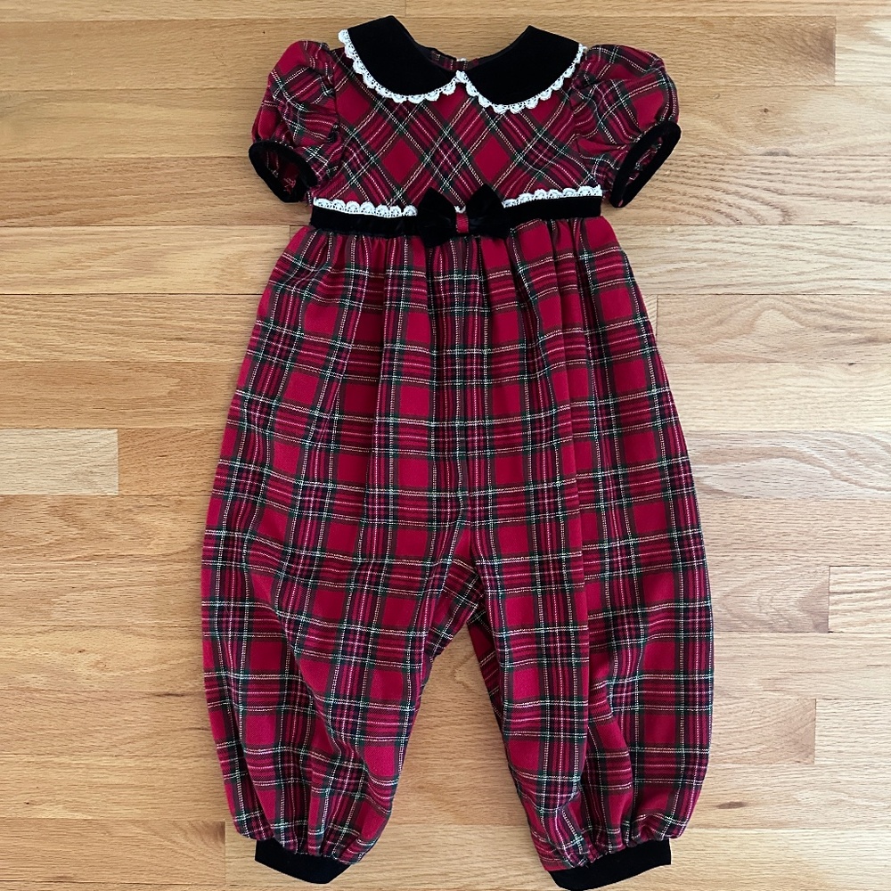 Expressions Christmas One Piece Jumper Plaid Girls Size 24 months